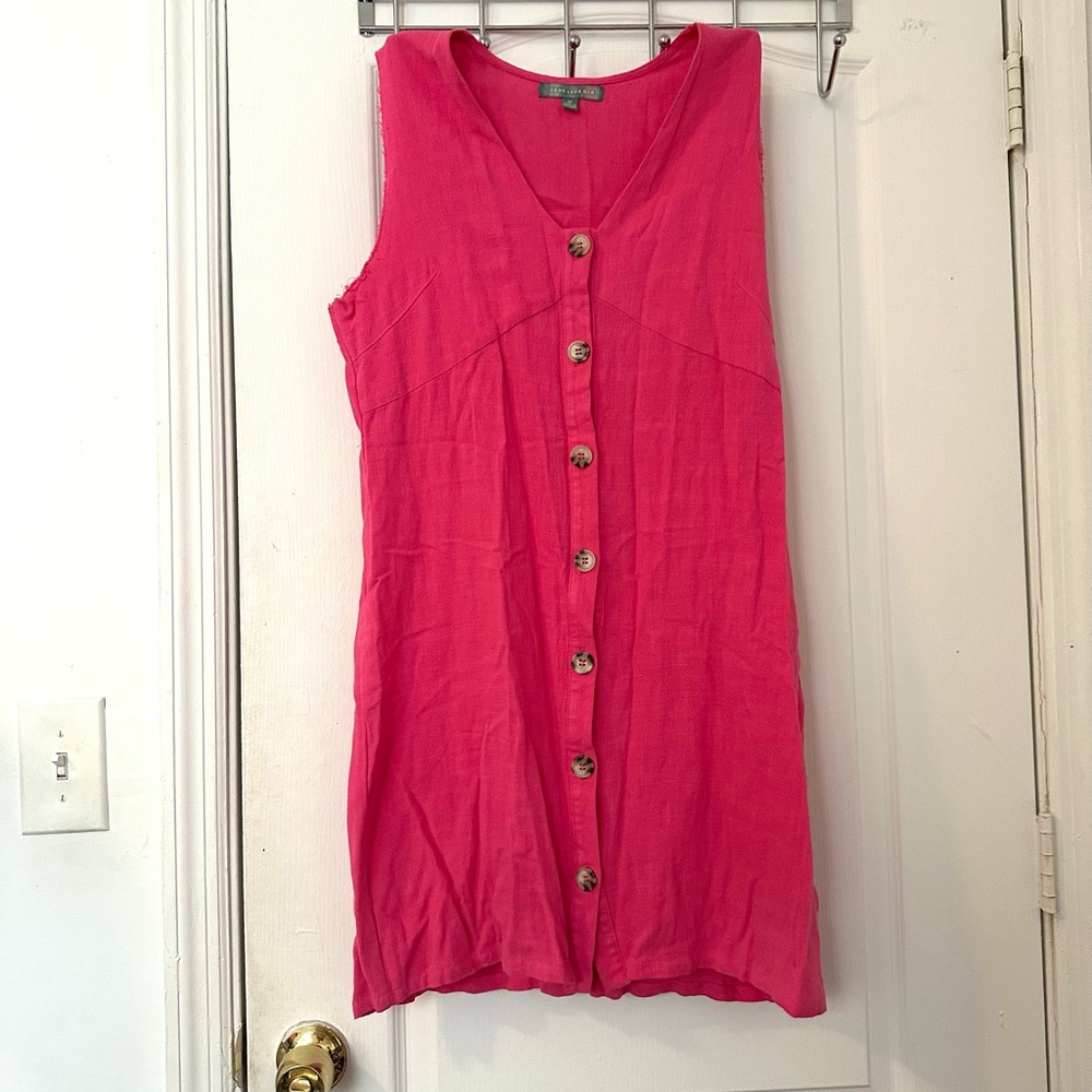 Good Luck Gem Fuchsia Button-Front Mini Dress